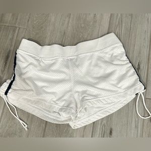 Instant Action shorts- white mesh, striped cinched sides and 77 on back - medium